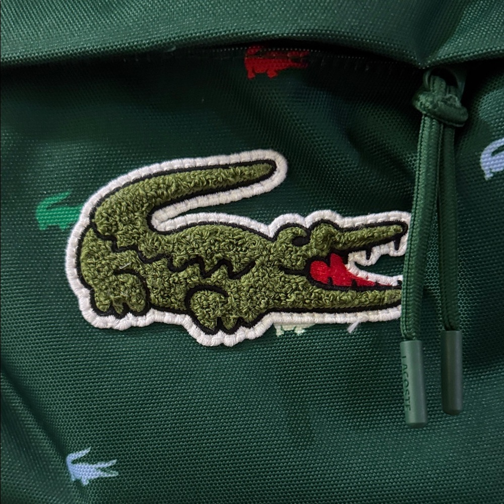 Lacoste Forest Green Backpack with Multicolor Croc Embroidery - Picture 2 of 14